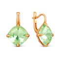 Серьги из золочёного серебра с кристаллом Swarovski светло-зелёный