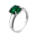 Кольцо из серебра с кристаллом Swarovski тёмно-зелёный родированное