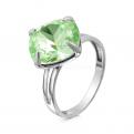 Кольцо из серебра с кристаллом Swarovski светло-зелёный родированное - фото