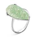 Кольцо из серебра с пл.кварцем цв.лунный зелёный родированное