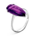 Кольцо из серебра с пл.кварцем цв.аметист родированное