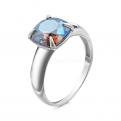 Кольцо из серебра с кристаллом Swarovski Сияющий светло-голубой родированное - фото