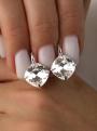 Серьги из серебра с кристаллами Swarovski родированные