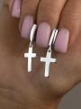 Серьги из серебра родированные - Кресты
