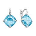 Серьги из серебра с кристаллами Swarovski Голубой родированные
