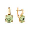 Серьги из золочёного серебра с кристаллами Swarovski Светло-зелёный