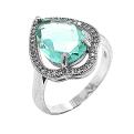 Кольцо из серебра с пл.кварцем цв.топаз Swiss и фианитами родированное