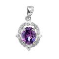 Подвеска из серебра с пл.кварцем цв.аметист и фианитами родированная