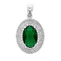 Подвеска из серебра с пл.кварцем цв.зелёный и фианитами родированная