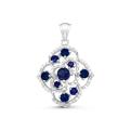 Подвеска из серебра пл.кварцем цв.сапфир и фианитами родированная