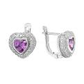 Серьги из серебра с фианитами родированные