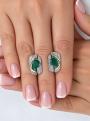 Серьги из чернёного серебра с зелёным агатом и золочением