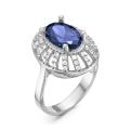 Кольцо из серебра с фианитами родированное