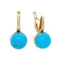 Серьги из золочёного серебра с реконст.бирюзой