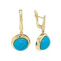 Серьги из золочёного серебра с реконст.бирюзой