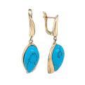 Серьги из золочёного серебра с реконст.бирюзой