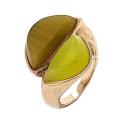 Кольцо из золочёного серебра с пл.кварцем цв.кошачий глаз