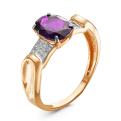 Кольцо из золочёного серебра с нат.аметистом и фианитами