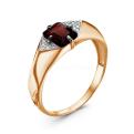 Кольцо из золочёного серебра с нат.гранатом и фианитами