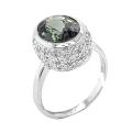 Кольцо из серебра с нат.празиолитом и фианитами родированное