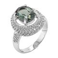 Кольцо из серебра с нат.празиолитом и фианитами родированное