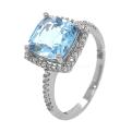 Кольцо из серебра с нат.топазом и фианитами родированное