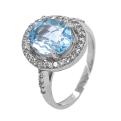 Кольцо из серебра с нат.топазом и фианитами родированное
