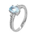Кольцо из серебра с нат.топазом и фианитами родированное
