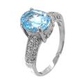 Кольцо из серебра с нат.топазом и фианитами родированное