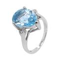 Кольцо из серебра с нат.топазом и фианитами родированное