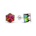 Серьги-пусеты из серебра с куб.цирконием Swarovski родированные