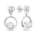 Серьги-пусеты из серебра с куб.цирконием Swarovski родированные