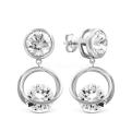 Серьги-пусеты из серебра с куб.цирконием Swarovski родированные