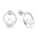 Серьги-пусеты из серебра с куб.цирконием Swarovski родированные