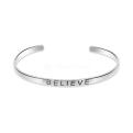 Браслет жёсткий из родированного серебра - Believe