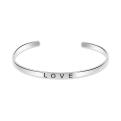 Браслет жёсткий из родированного серебра - Love