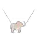 Колье из серебра с нат.перламутром родированное - Слон, 45 см