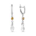 Серьги из серебра с кристаллами Swarovski и нат.цитрином родированные