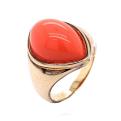 Кольцо из золочёного серебра с синт.кораллом