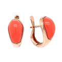 Серьги из золочёного серебра с синт.кораллом