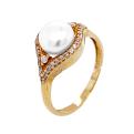Кольцо из золочёного серебра с культ.жемчугом и фианитами