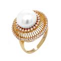 Кольцо из золочёного серебра с культ.жемчугом и фианитами