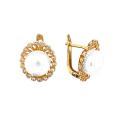 Серьги из золочёного серебра с культ.жемчугом и фианитами