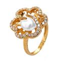 Кольцо из золочёного серебра с культ.жемчугом и фианитами