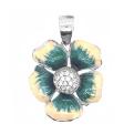 Подвеска из родированного серебра с эмалью и фианитами