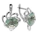 Серьги из серебра с пл.кварцем цв.хризолит родированные