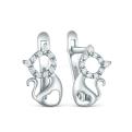 Серьги детские из серебра с фианитами родированные - Кошки