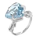 Кольцо из серебра с пл.кварцем цв.топаз и фианитами родированное