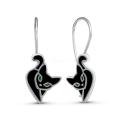 Серьги детские из серебра с эмалью родированные - Кошки