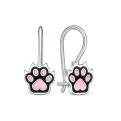 Серьги детские из серебра с эмалью родированные - Лапки